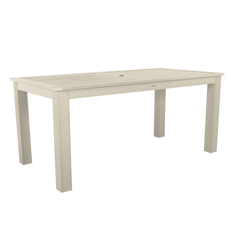 Highlawn Rectangular Outdoor Dining Table With Umbrella Hole , in. W 41.75'' in. D, Whitewash, 36'' H x 42'' W x 84'' D