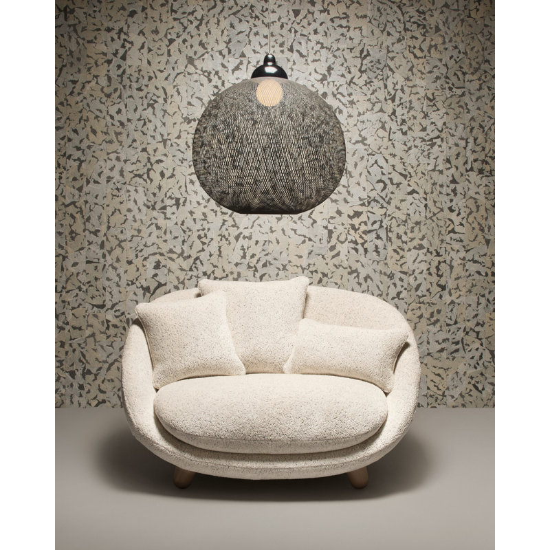 Loveseat, White Wash Oak, Jacquard White