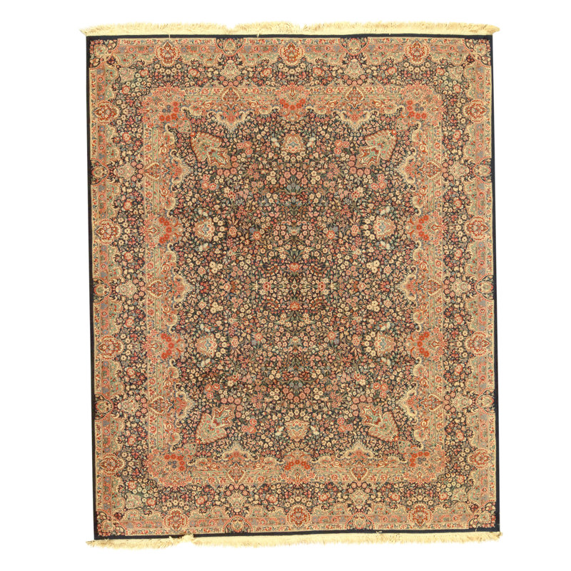 Hand Knotted Wool Area Rug in Navy