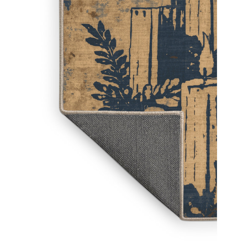 Soft Plush Etzel Hanukkah Modern & Contemporary Abstract Area Rug in Brown – Beige Binding, 2x4