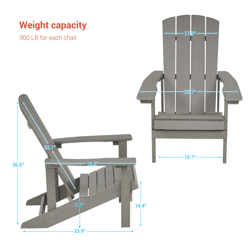 Chaise Adirondack en plastique Lall, Gris clair