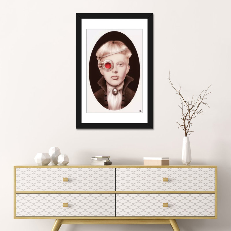 Steampunk, impression sur toile tendue, H 24 po x l 16 po x P 1 po, Papier d'art encadré noir, Blanc