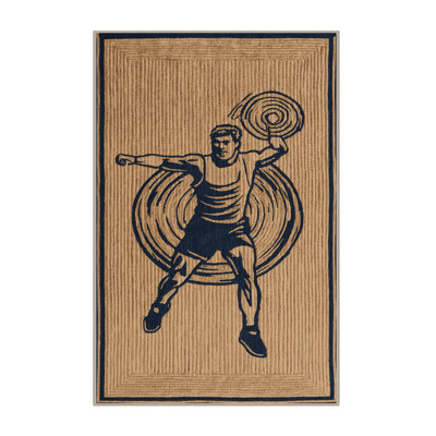Washable Discus Throw Sports Area Rug
