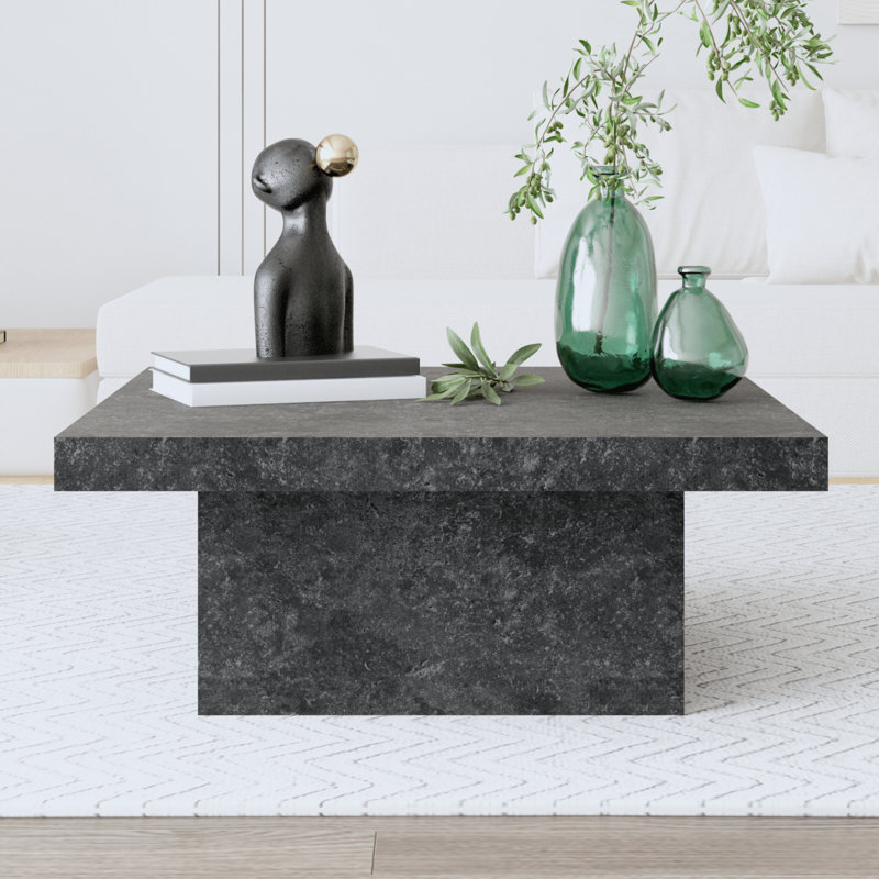Caomhan Block Coffee Table, Graystone, 16.1" H x 35.4" L x 35.4" W