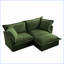 Canapé modulaire 2 places avec repose-pieds convertible, siège profond en forme de L pour les salles familiales | Vert sauge | Chenille
