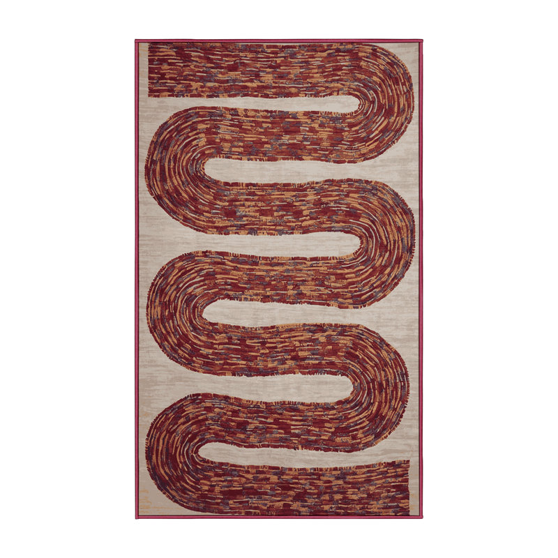 Tapis rouge lavable à la machine, Rectangle 7 pi x 9 pi