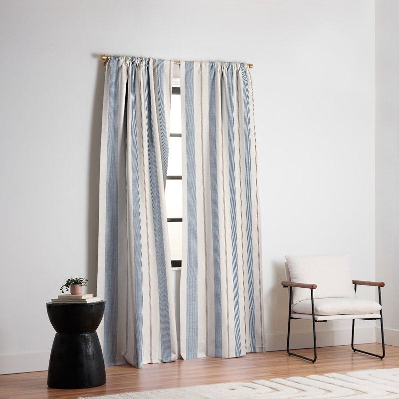 Rideau occultant Little Arrow Design Co ivy rayures (1 panneau), L 50 po x L 63 po, Bleu