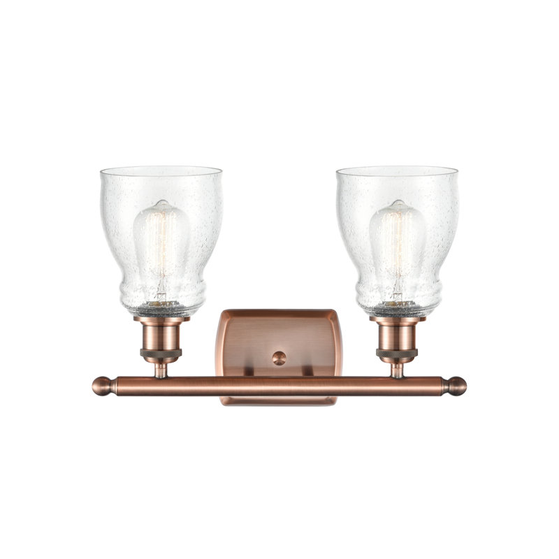 Éclairage pour salle de bain 2 lumières Mccarver, Blanc, Cuivre antique, Ampoule non incluse