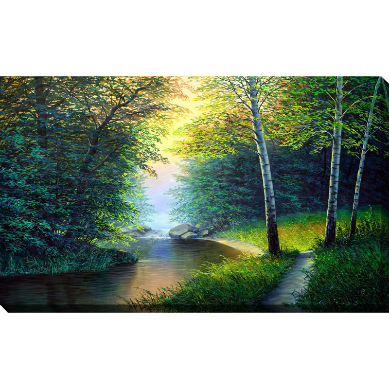 « painted forest creek », reproduction d’impression sur toile tendue, H 18 po x l 30 po x P 1 po
