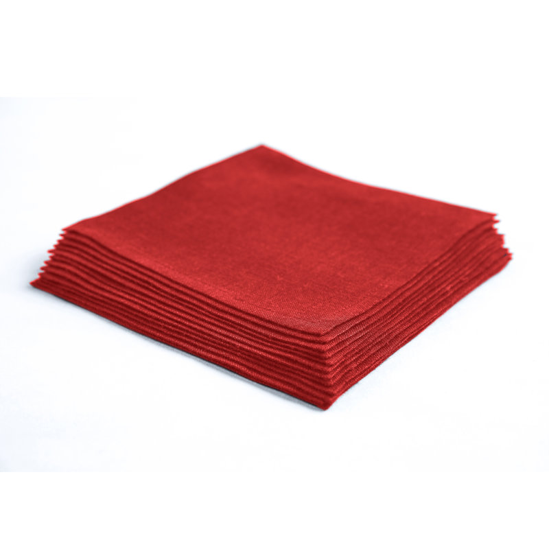 100% Pure Linen Cocktail Napkins - Athena, 6" x 6", Red