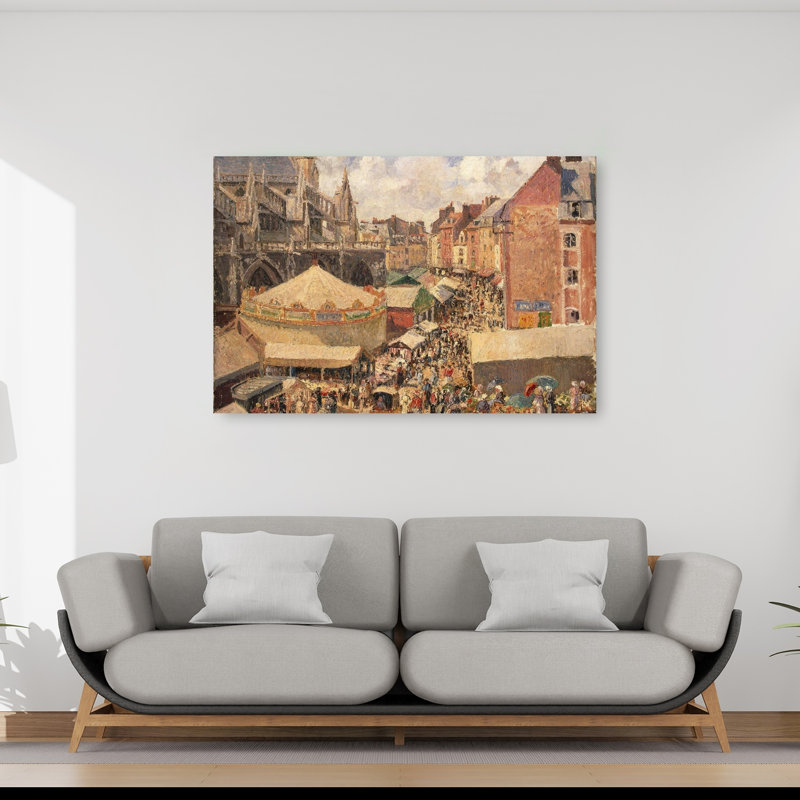 La Foire de Dieppe, Matinée ensoleillée, 1901. Estampe d'art mural contemporain abstraite impressionniste., H 40 po x l 60 po