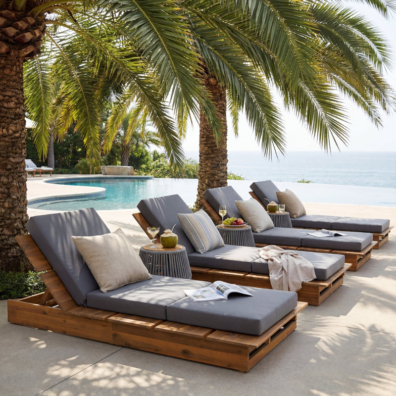 Chaise longue en bois d'acacia