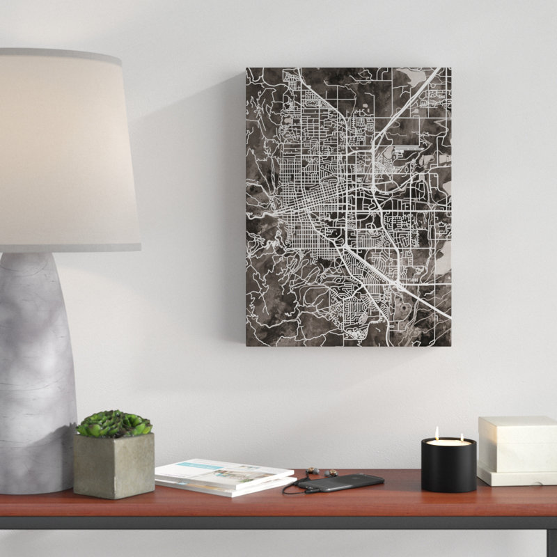 « boulder colorado city map black », impression sur toile tendue, H 19 po x l 14 po x P 2 po