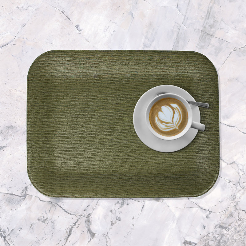 Andrean Leather / Faux Leather Tray, 44cm H x 33cm W x 3cm D, Green