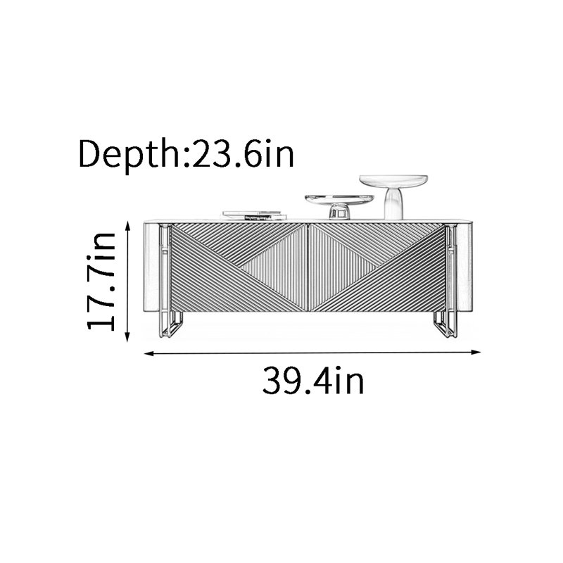 Table basse haut de gamme de style américain, H 17,7 po x L 39,4 po x l 23,6 po, Noir, Noir