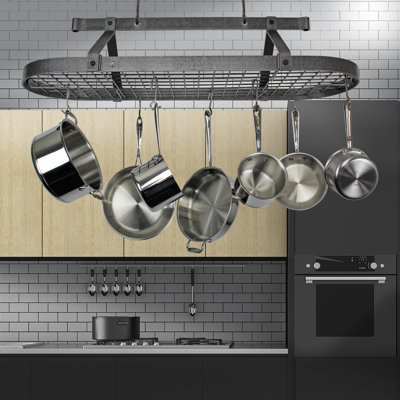 Handcrafted French Oval Ceiling Pot Rack