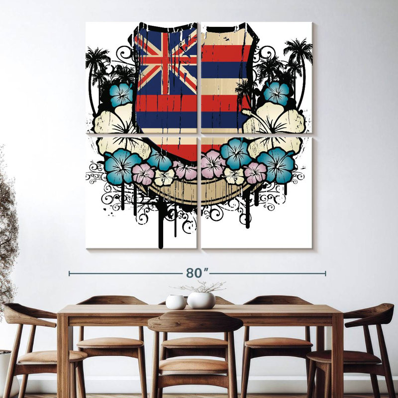 Drapeau floral Borges Hawaii, H 74 po x l 74 po