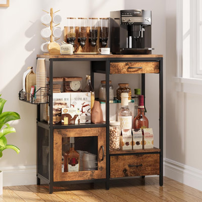 Station de table basse, petite armoire à 2 tiroirs Door 1 porte, meuble de cuisine avec rangement pratique, buffet avec pieds réglables pour la maison, le bureau, le coin, le bar