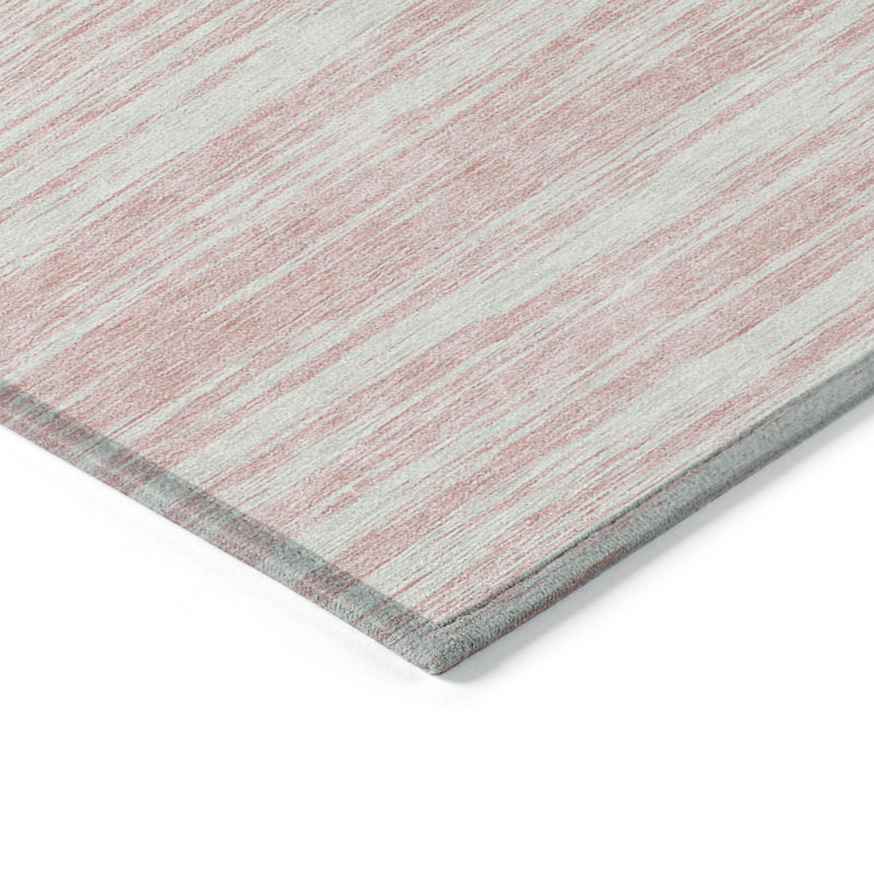 Tapis intérieur rond lavable abstrait 8 pi rose et ivoire