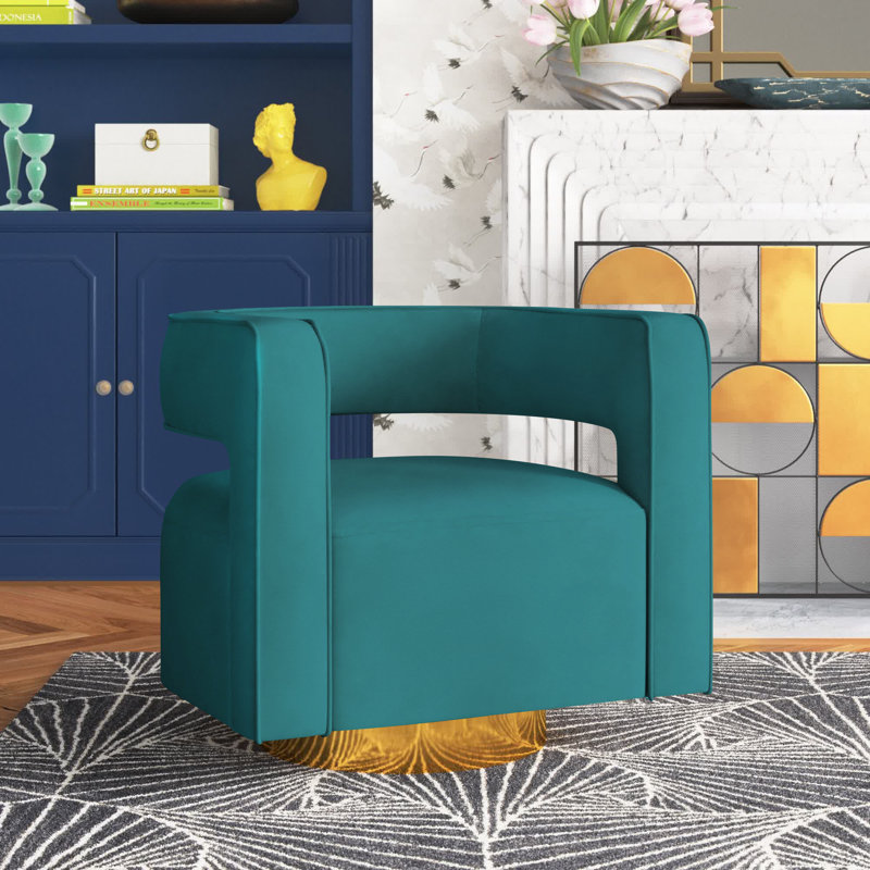 Aysha Velvet Swivel Accent Chair, Blue Velvet