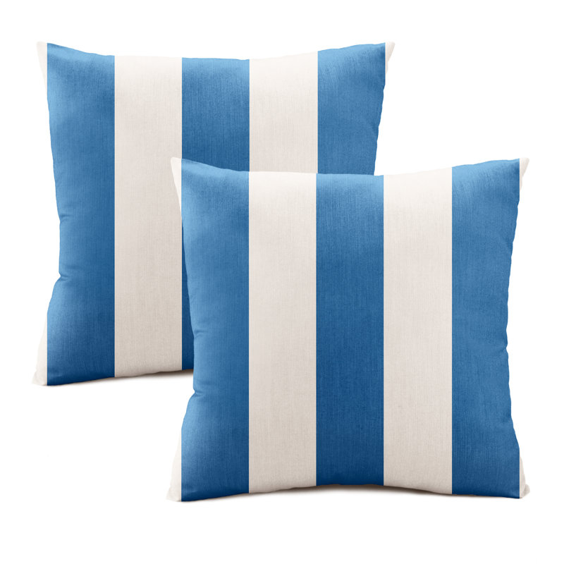 Housse de coussin intérieur / extérieur Sunbrella, 18 po x 18 po, Bleu / blanc