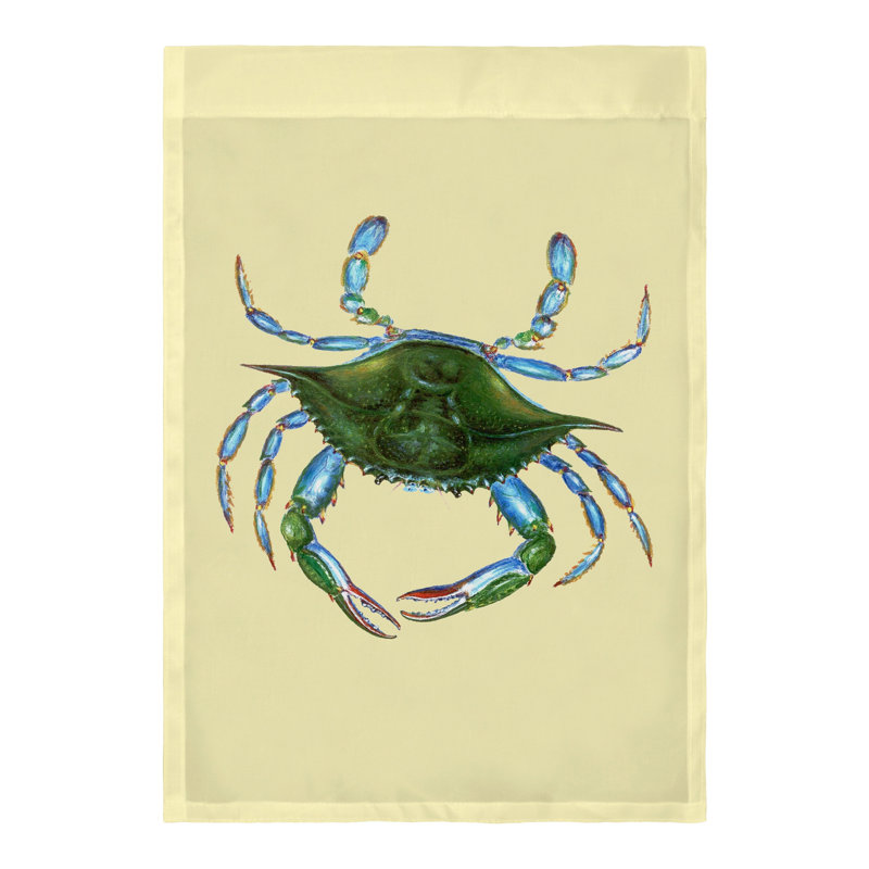 Drapeau maison en polyester femme crabe, H 18 po x l 12 po, Jaune
