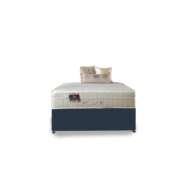 Arkin Upholstered Bed with Mattress, Small Single (2'6), 2 Drawers, Midnight Blue Linen