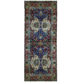 Wool Oriental Area Rug in Rust/Navy/Beige