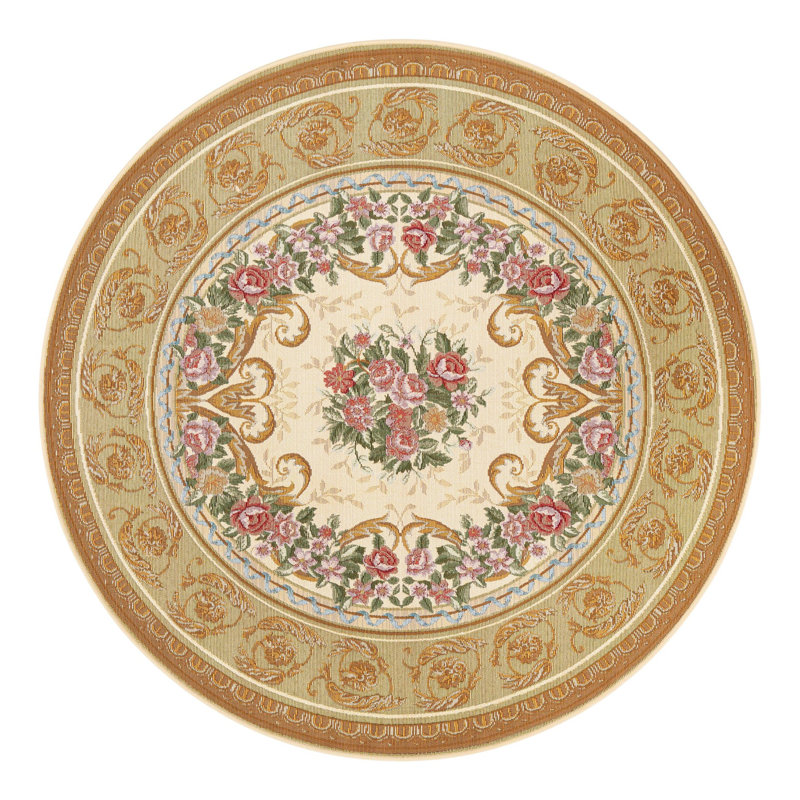 Indoor/Outdoor Traditional Area Rug, Round 5'1"