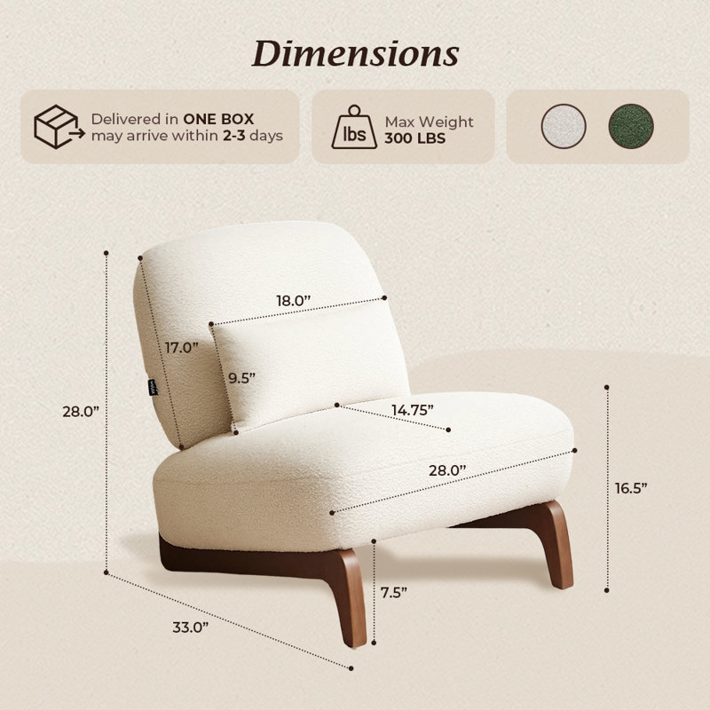 Méridienne rembourrée 2 pièces avec pieds en bois Keiven, White, 2