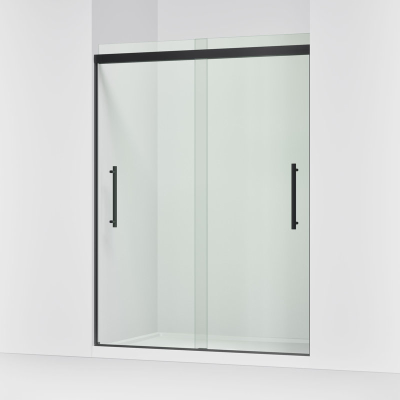 Pleat Frameless Sliding Bath Door, Black