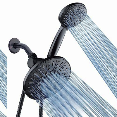 Ultimate 7 High Pressure Rainfall & Handheld Shower Combo - Luxurious 6-Setting Matte Black Dual Showerhead