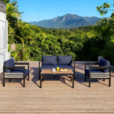 Ensemble de canapé d'extérieur en fer avec table, décor en rotin multi-personnes U_style, imperméable et antirouille pour le jardin, l'utilisation de la pelouse