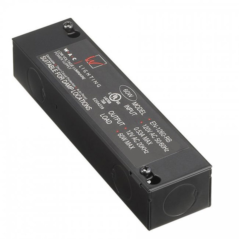 Class II Remote 12V Electronic Transformer, 60W, 1.13" H x 1.63" W x 6.63" D