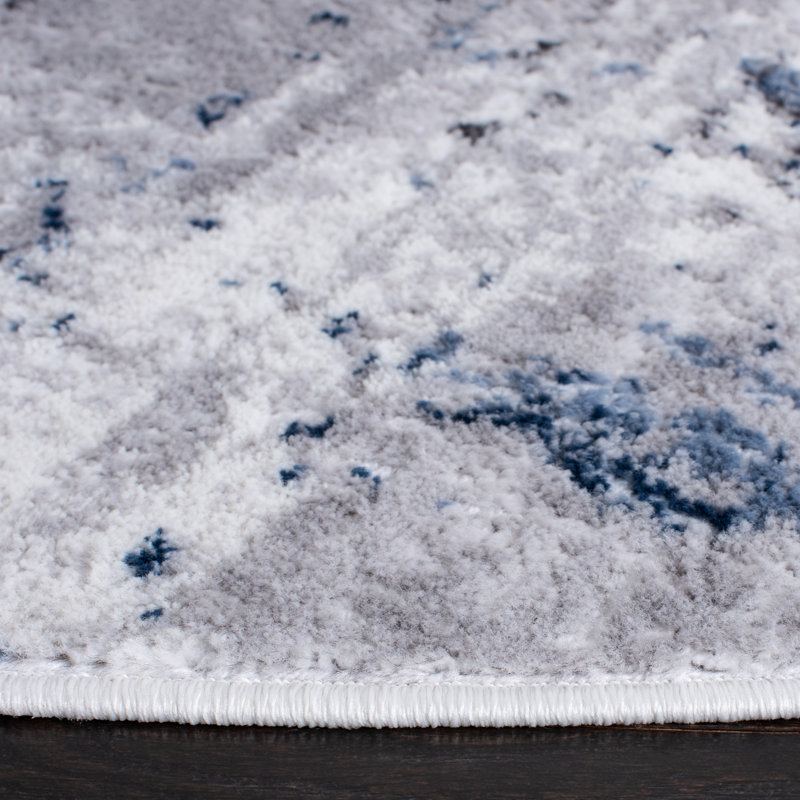 Minyard Abstract Gray/Blue Area Rug, Rectangle 5'3" x 7'6"