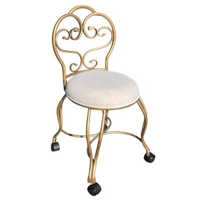 Tabouret de coiffeuse élégant en or 18 po avec roulettes à roulement lisse