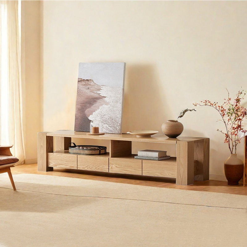 American style solid wood minimalist TV cabinet, 17.72”H x 70.87”W x 16.54”D