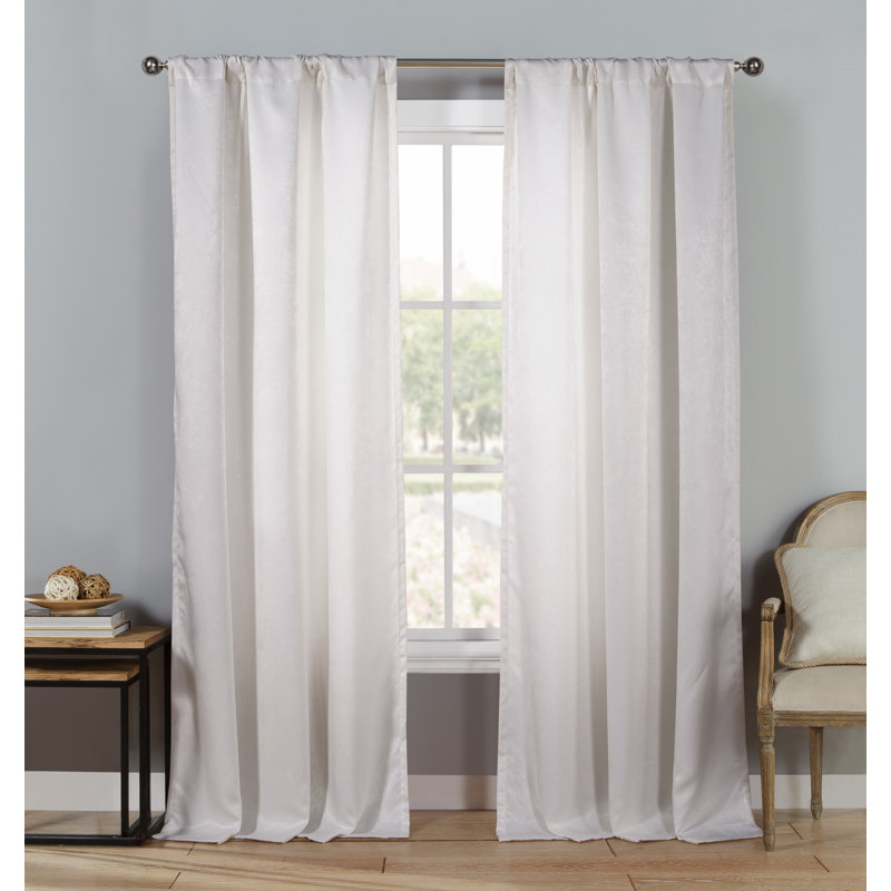 Larson Blackout Curtain Pair, White, 27'' W x 63'' L