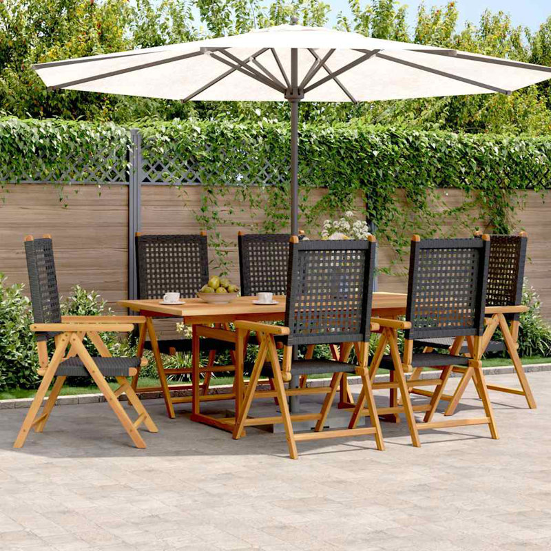 6 - Person Patio Dining Set Extendable Rectangular Table, Black