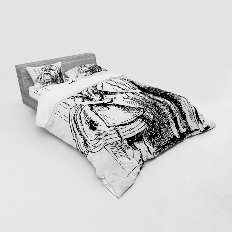 Ensemble de housse de couette moderne et contemporaine en microfibre noir / blanc