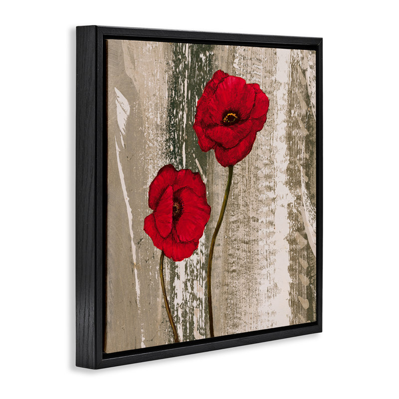  «Rustic Red Anemones», art mural encadré flottant par Brian Foster, Cadre flottant noir de jais, H 18 po x l 18 po