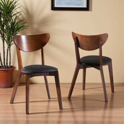 Gossamer Chair in Black and Walnut Brown Faux Leather, 31.34'' H X 17.27'' W X 19.54'' D