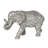Difranco Polystone Engraved Floral Elephant Decorative Silver Sculpture