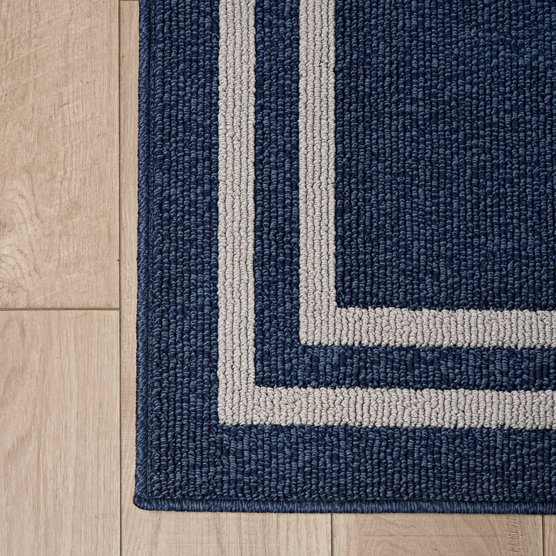 Nautica Double Line Machine Washable All Loop Tufted Rugs 1-Piece, Rectangle 2'2" x 8'