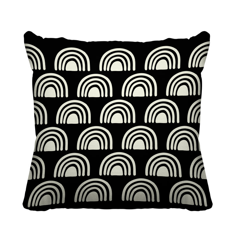 Coussin décoratif à motif abstrait, L 17 po x H 17 po, Noir, noir, noir, noir