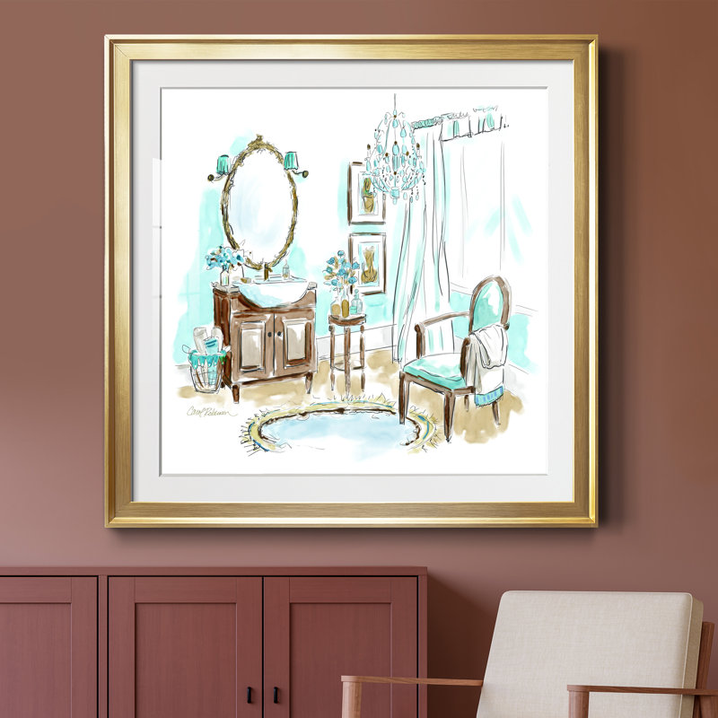 «Blue Opulence II», cadre photo, Papier encadré doré, H 34,5 po x l 34,5 po x P 1,5 po