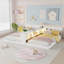 Lit double simple avec rangement, lit simple avec lumière et station de charge, 2 lits simples convertibles pour 2 enfants, blanc-1657072678