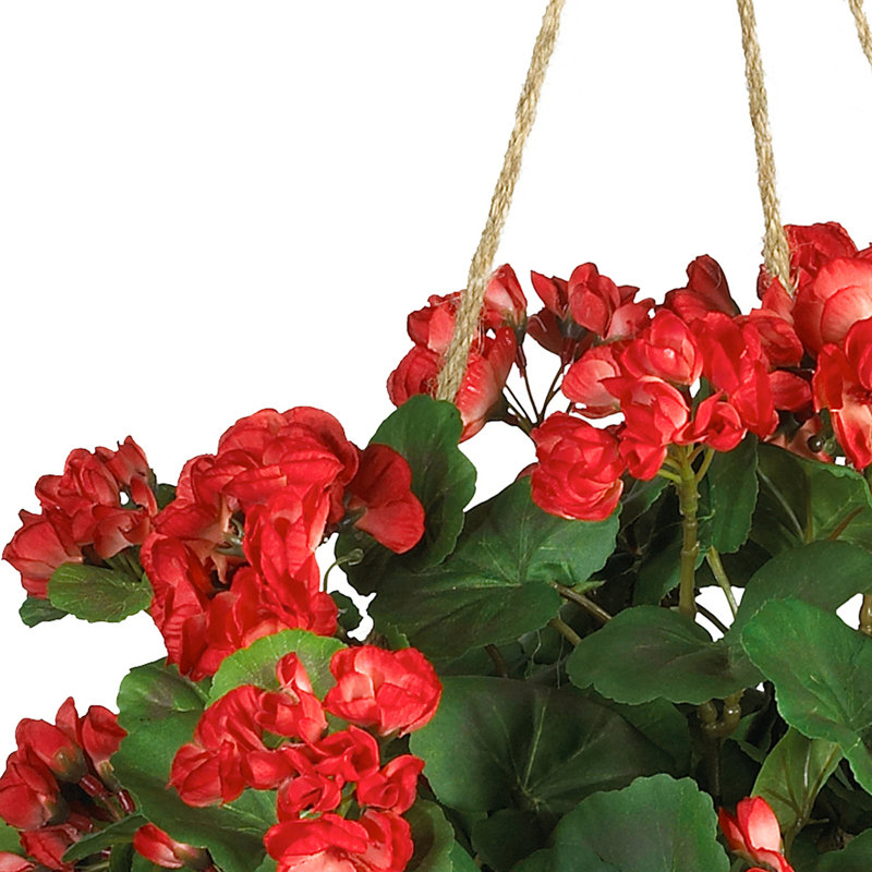 24'' Faux Green, Red Plant in Wicker/Rattan Basket