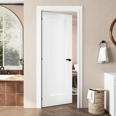 Porte à panneau creux 32 po x 80 po, panneau intérieur blanc à panneau plein, porte pré-suspendue ou porte de grange ou porte à gousset ou porte française ou porte coulissante pour garde-manger, buanderie, chambre à coucher, insonorisée et imperméable et à peindre, panneau de porte avec o Trou de forage ou charnières