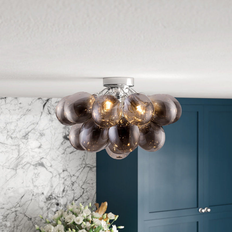 Abdurrahman Glass Semi Flush Mount, Grey